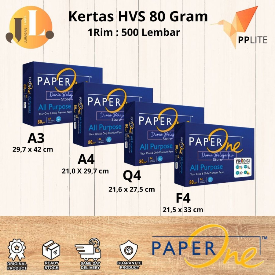 

PaperOne 80Gr Q4 | A4 | F4 | A3 Kertas HVS 1 Rim (500 Lembar)