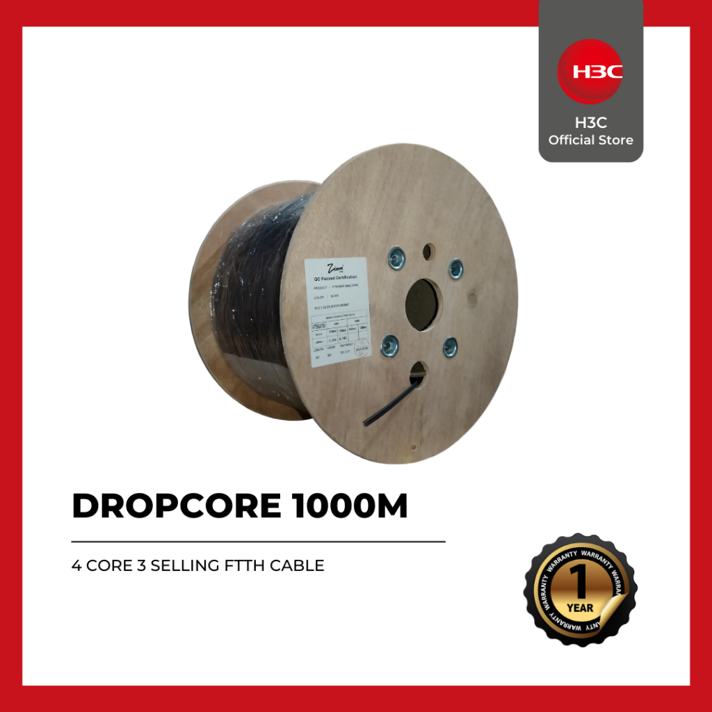 ZIMMLINK Kabel Dropcore 4 Core 1000 Meter 1KM Kabel Fiber Optik 1000m FTTH