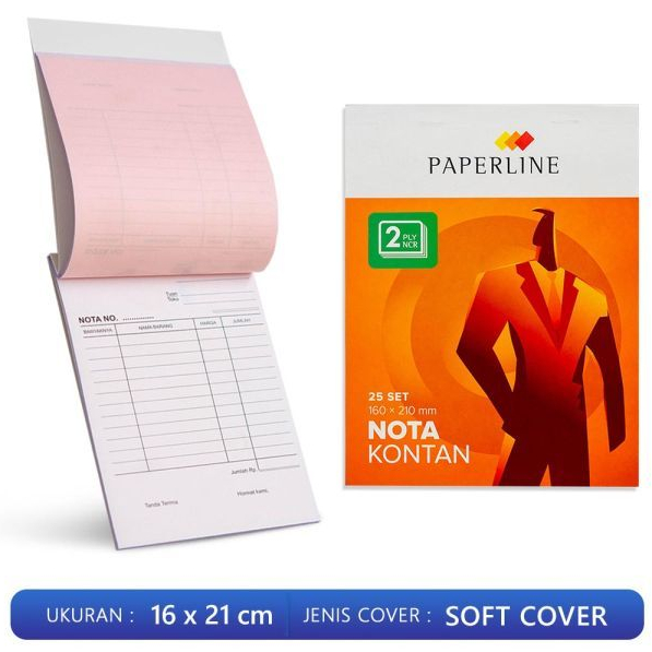 

PAPERLINE 2 Rangkap Besar Buku Nota Kontan 2 Ply NCR / B2 Per Pak ( ISI 10 BUKU )