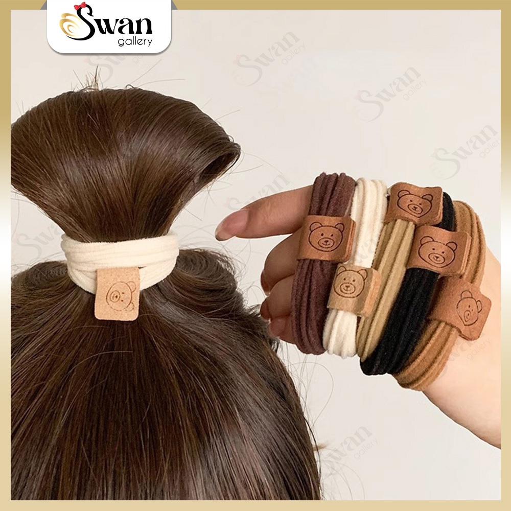 Ikat Rambut Bear Tag Ponytail Kunciran Karet Scrunchie Korean Style Ikat Cepol Rambut