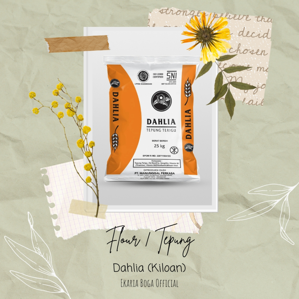 

FLOUR | TEPUNG TERIGU | SERBAGUNA | DAHLIA | LOS/ CURAH/ KILOAN | DAHLIA