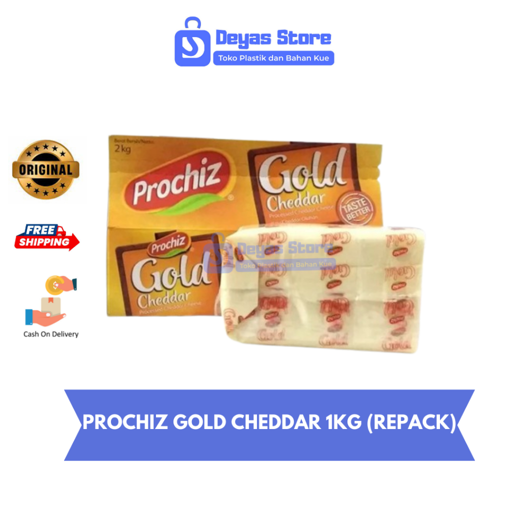 

Prochiz Gold Cheddar 1kg (Repack)/Keju Prochiz Gold 1kg