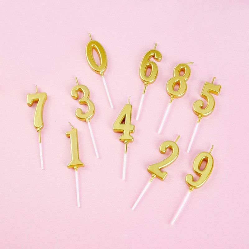 lilin angka metalik / lilin ulangtahun/ lilin angka / lilin angka gold