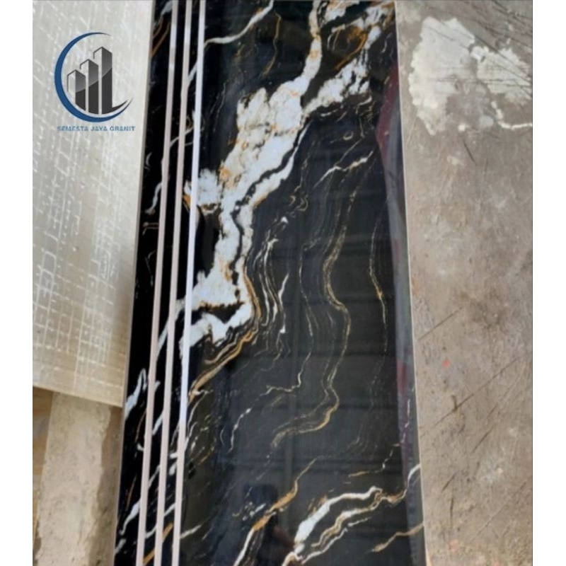 granit pijakan tangga 30x100 30x120 custom ukuran stepnosing keramik motif hitam putih marmer