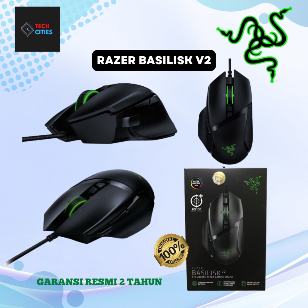Razer Basilisk V2 Ergonomic Wired Gaming Mouse Cable Kabel Mouse Game