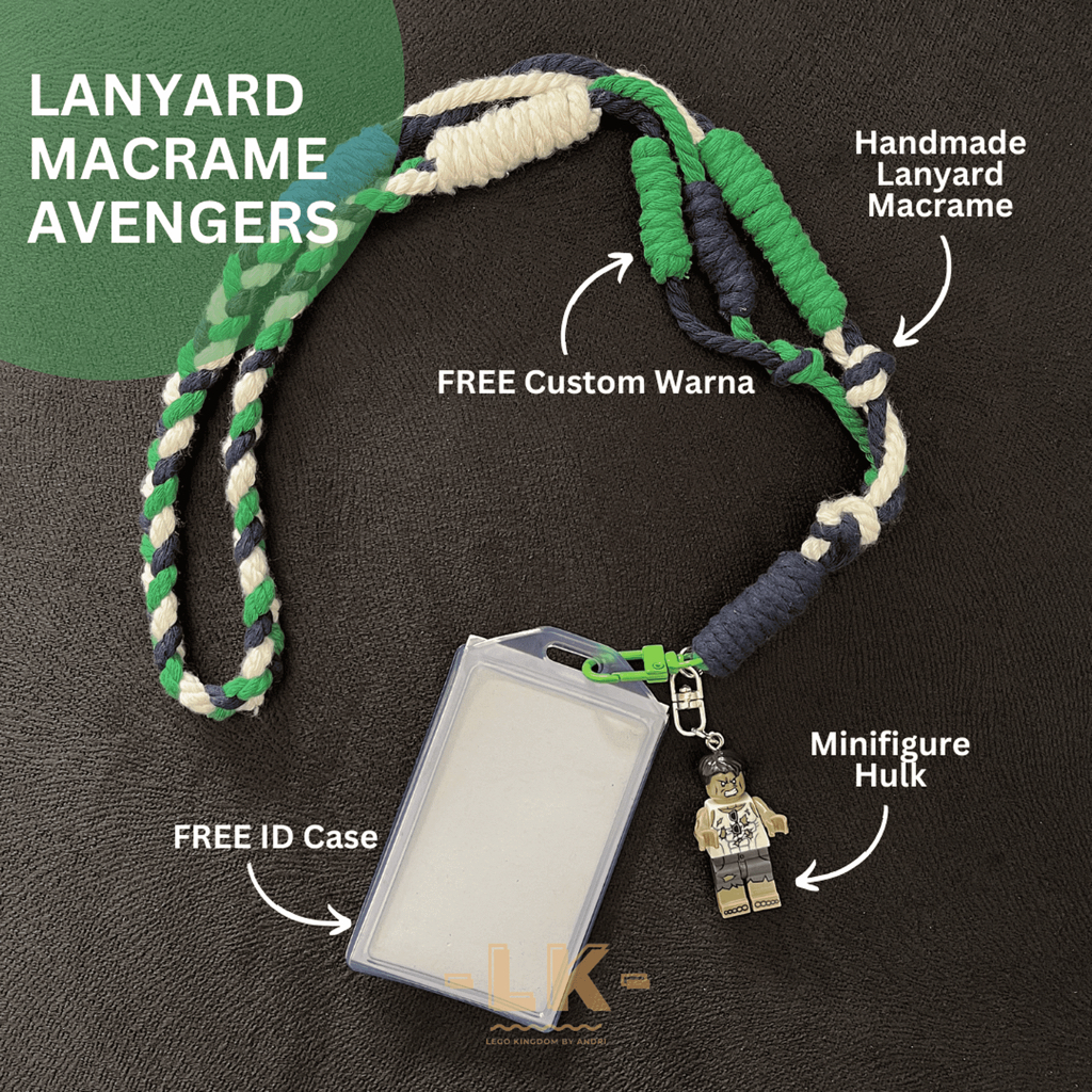 

Hulk Lanyard Macrame Minifigure (Id Card/ Name Tag/ Card Holder/ Macrame/ Avengers/ Hulk)