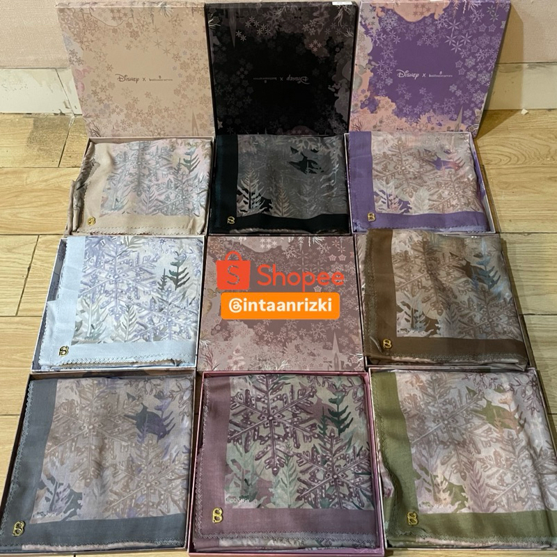 [NEW] Original Buttonscarves Frozen Scarf Voal Reguler Black Teaberry Almond Willow TDP Disney El Ma