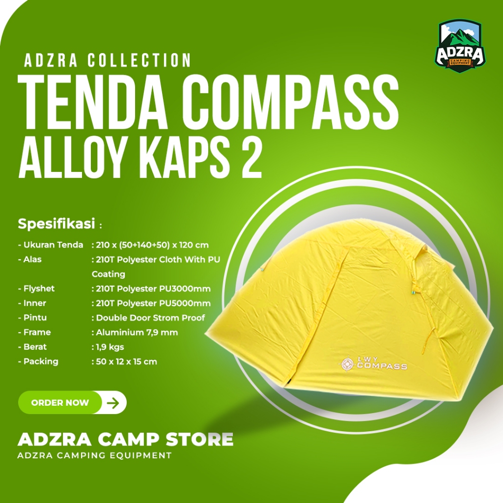 Tenda LWY COMPASS Frame Alumunium Alloy | Tenda LWY Compass Kap 2P | Tenda Dome Double Layer | Tenda