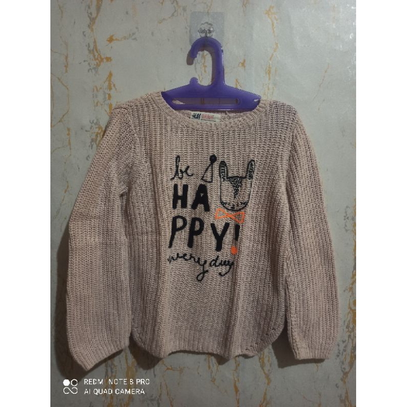 Sweater Rajut I'm Ha Ppyy every day H&M Anak (Preloved)