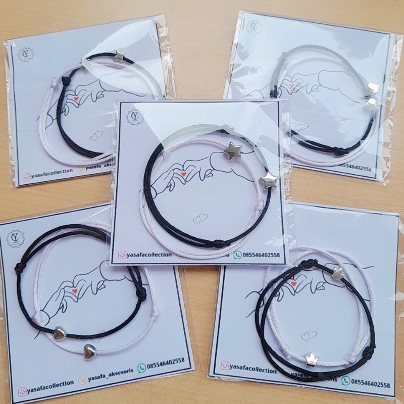 Yasafa 2pcs Gelang Couple Bestie Silver Series