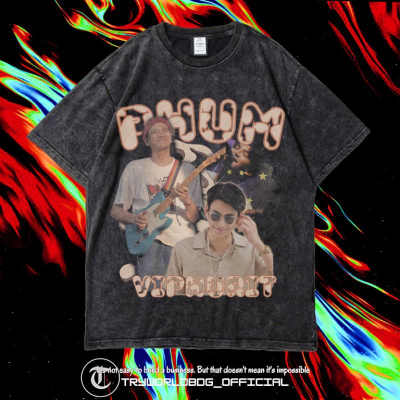 TRYWORLDBDG OFFICIAL "PHUM VIPHURIT" KAOS OVERSIZED | KAOS WASHED | STONE WASH | OVERSIZED T SHIRT |