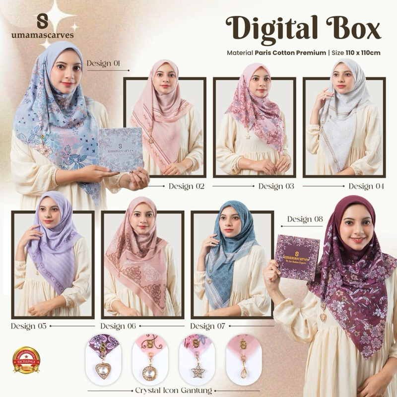 {UMAMA DIGITAL BOX} SEGIEMPAT MOTIF UMAMA Premium Hijab Segiempat Exclusive Hijab Motif Terbaru Segi