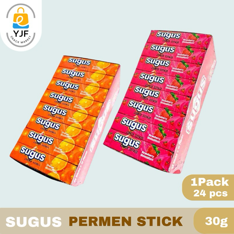 

Sugus Permen Lunak BOX / Sugus Candy / Permen Stick Sugus Rasa Strawberry / Jeruk / Blackcurrant - isi 24 PCS X 30g