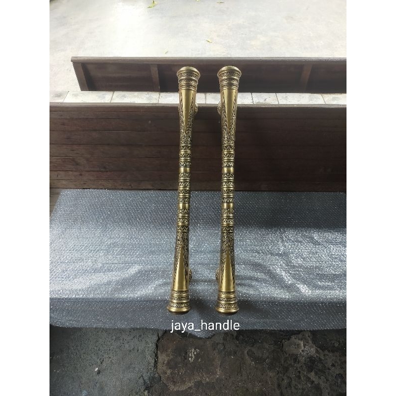 2 Pcs Handle Pintu Rumah Kuningan Antik Motif Godo Ukir Uk 80 cm / Gagang Pintu Kuningan / Tarikan P