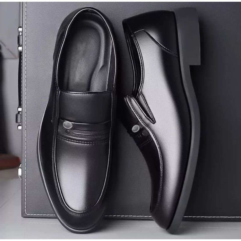 Sepatu Pantofel Pria Formal Pendek Kerja Kantor Slip On Hitam Coklat