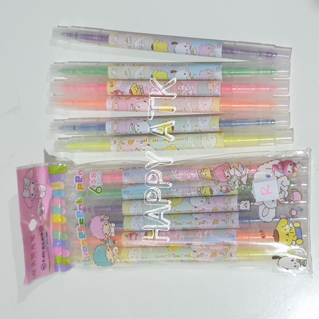 

HIGHLIGHTER & STABILO / SPIDOL 2 SISI - DENGAN 6 WARNA (SANRIO KELINCI)