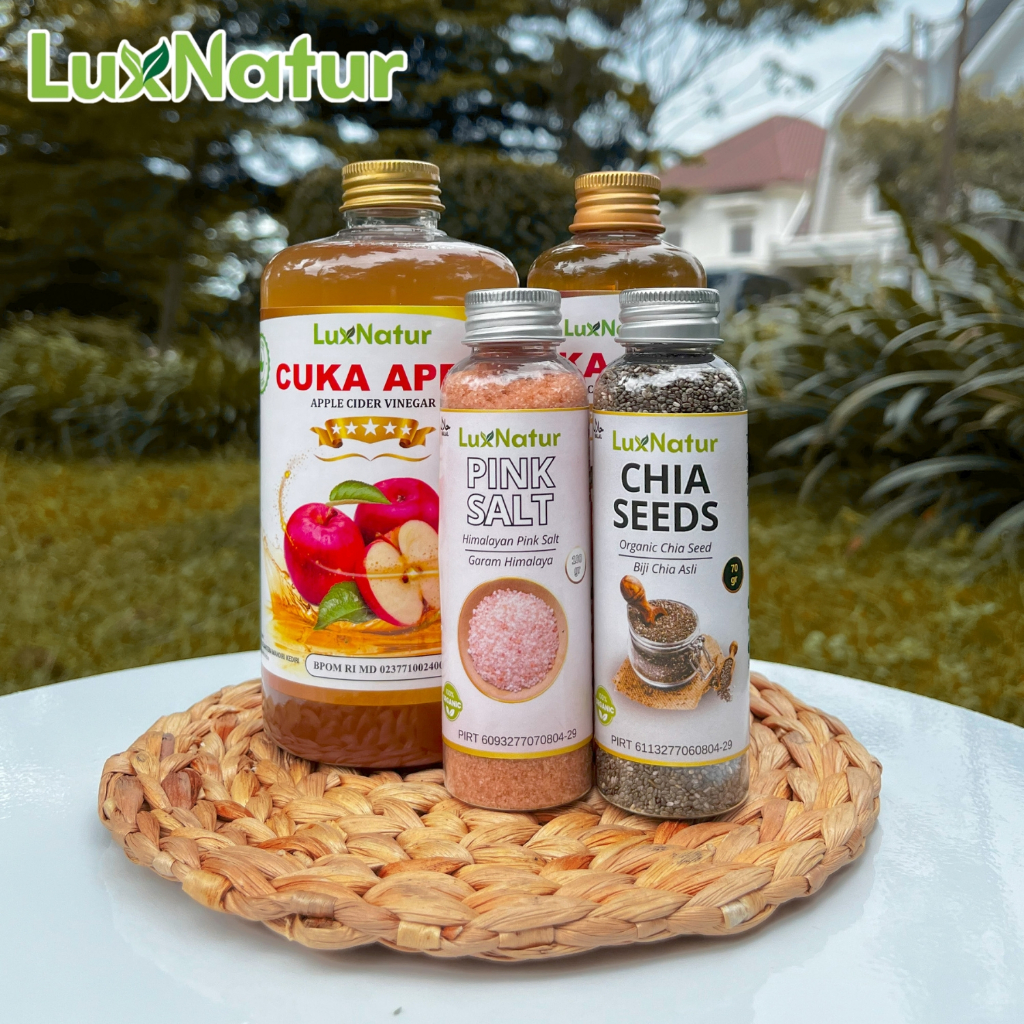 

CUKA APEL ORIGINAL WITH MOTHER BPOM BUNDLING CHIA SEEDS DAN PINK SALT LUXNATUR