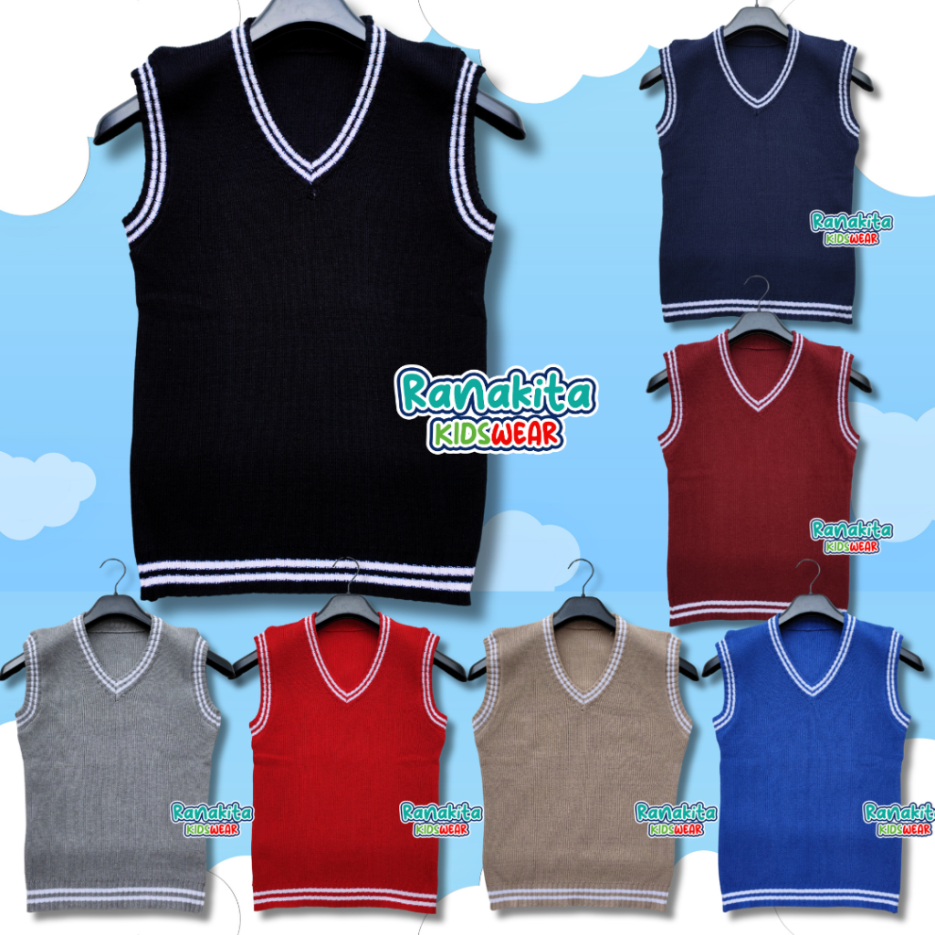 ROMPI RAJUT SETRIP / VEST ANAK LAKI-LAKI PEREMPUAN USIA 2-12 TAHUN