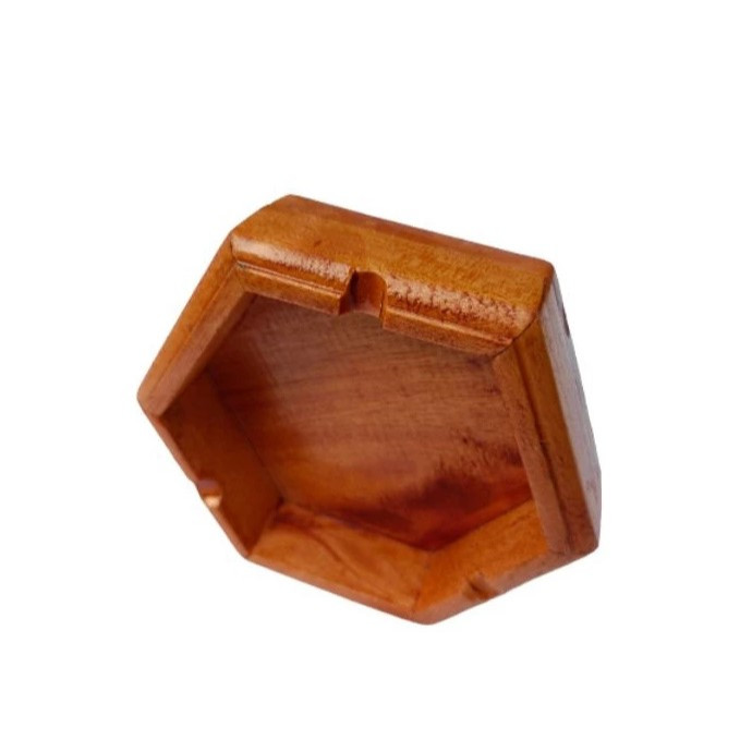 Asbak Kayu Mahoni Hexagonal Tampat Sampah Mini Wadah Sekar Rokok