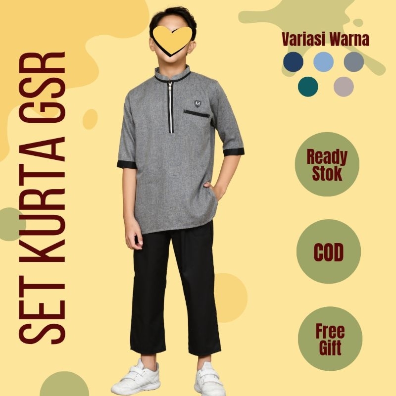 Setelan Koko Kurta Pakistan Anak Laki-Laki Katun Madina