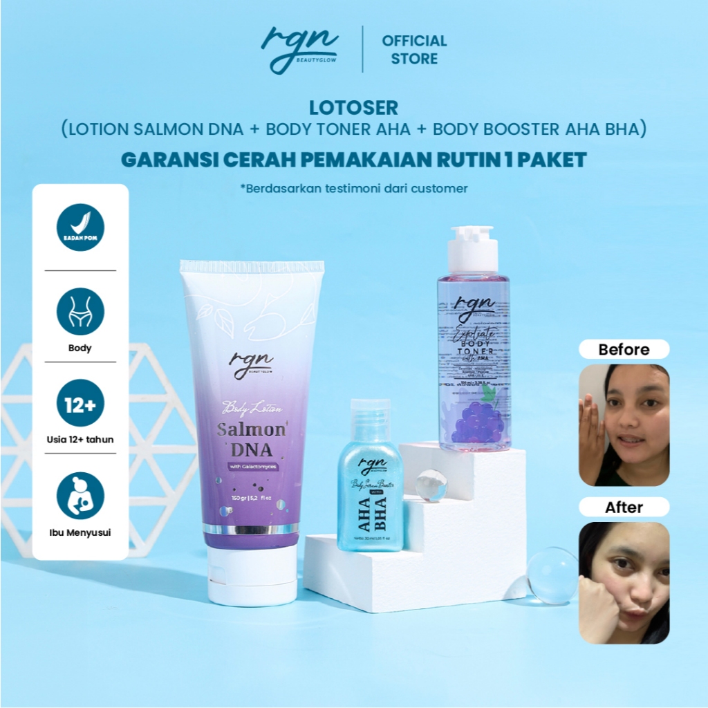 RGN Beautyglow Paket Lotion + AHA BHA + Toner Badan (BPOM)