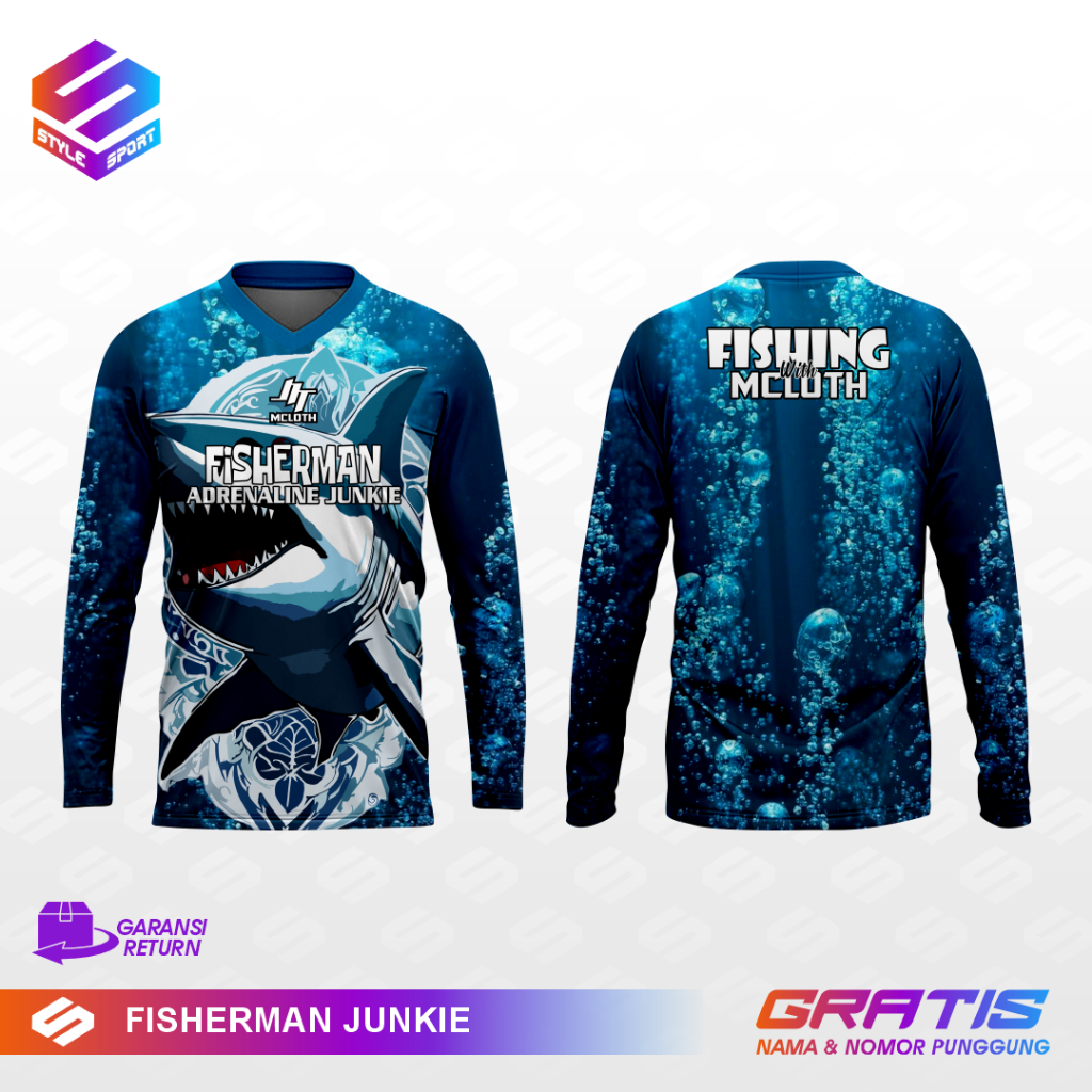 STYLE/Baju Jersey Mancing Panjang Custom Kekinian Full Printing/Jersey Mancing Menyerap Keringat Des