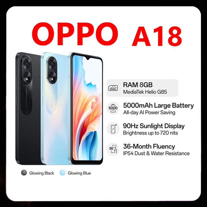 HP OPPO A18 Ram 8/256GB Smartphone 5G LET 6.56 inch Dual SIM50MP+8MP Handphone