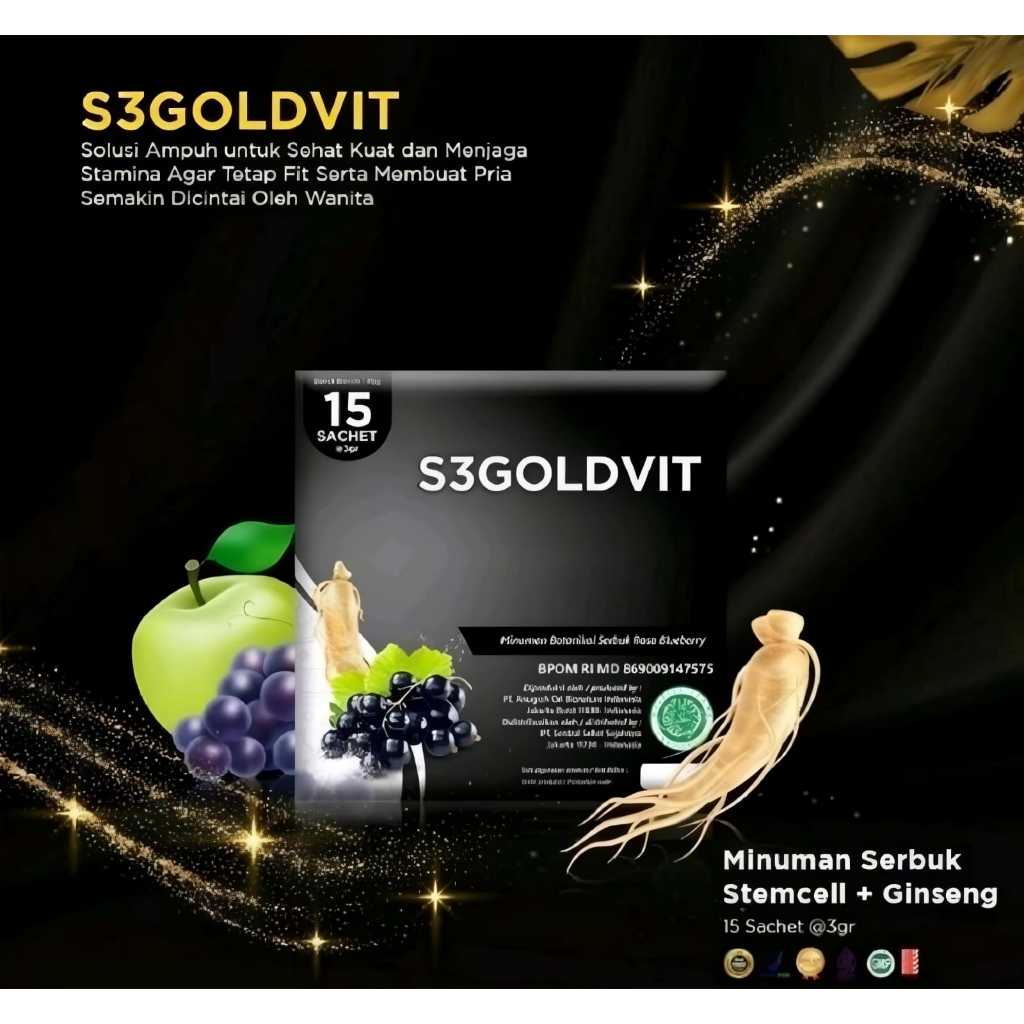 S3 GOLDVIT  STEMCELL GINGSENG SEHAT STAMINA ISI 15 SACHET ORIGINAL