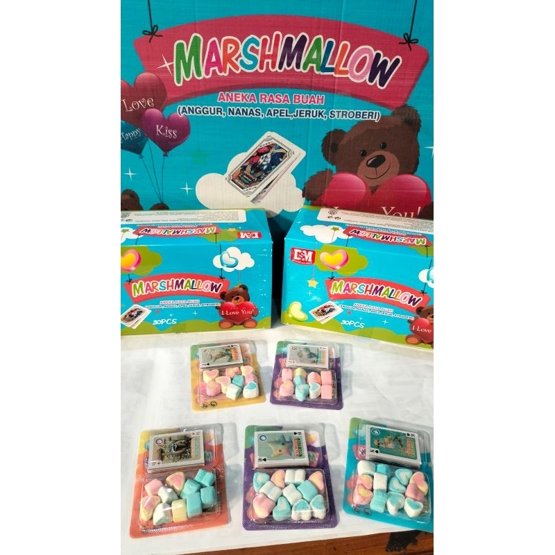 

Marshmellow bentuk Hati Berhadiah Kartu isi 30pcs