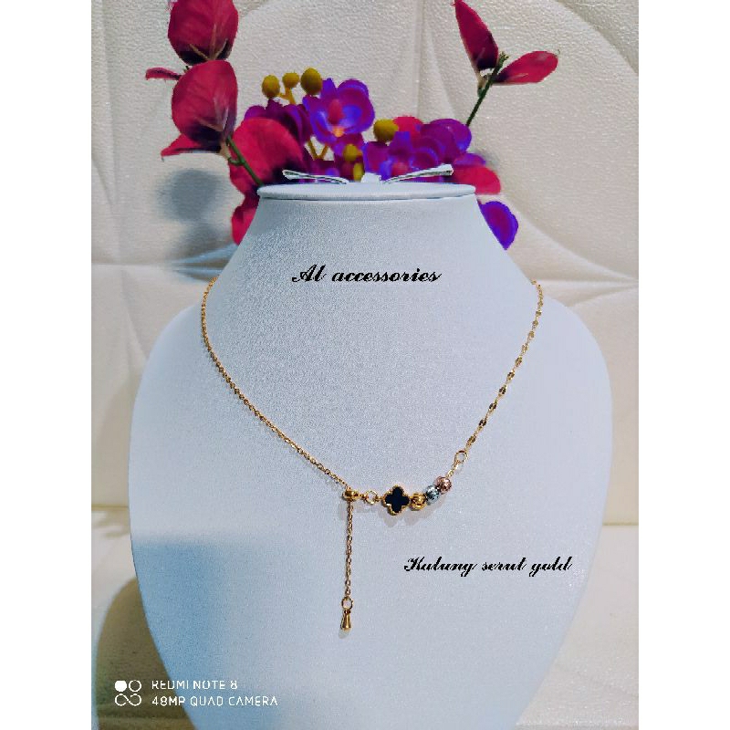 Kalung titanium / kalung serut clvr / kalung wanita serut /kalung terbaru