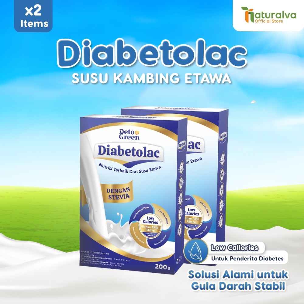 

Diabetolac Paket 2 Susu Kambing Etawa untuk Gula Darah Stabil Rendah Kalori