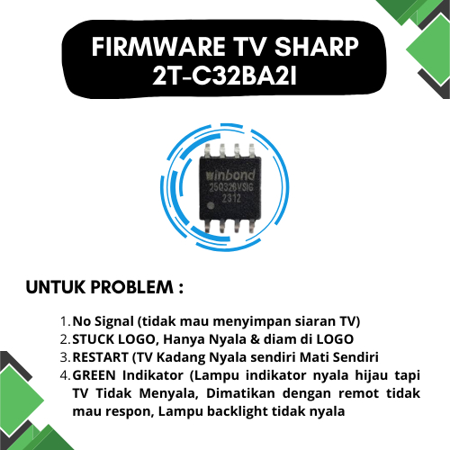 ic eprom memory TV LED Sharp 2T-C32BA2I // 2T C32BA2i