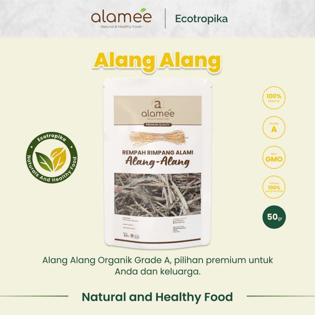 

Alang Alang Akar Rempah Cogon Grass Rempah Rimpang Organik Herbal Alami Kemasan 50gr Kualitas Premi