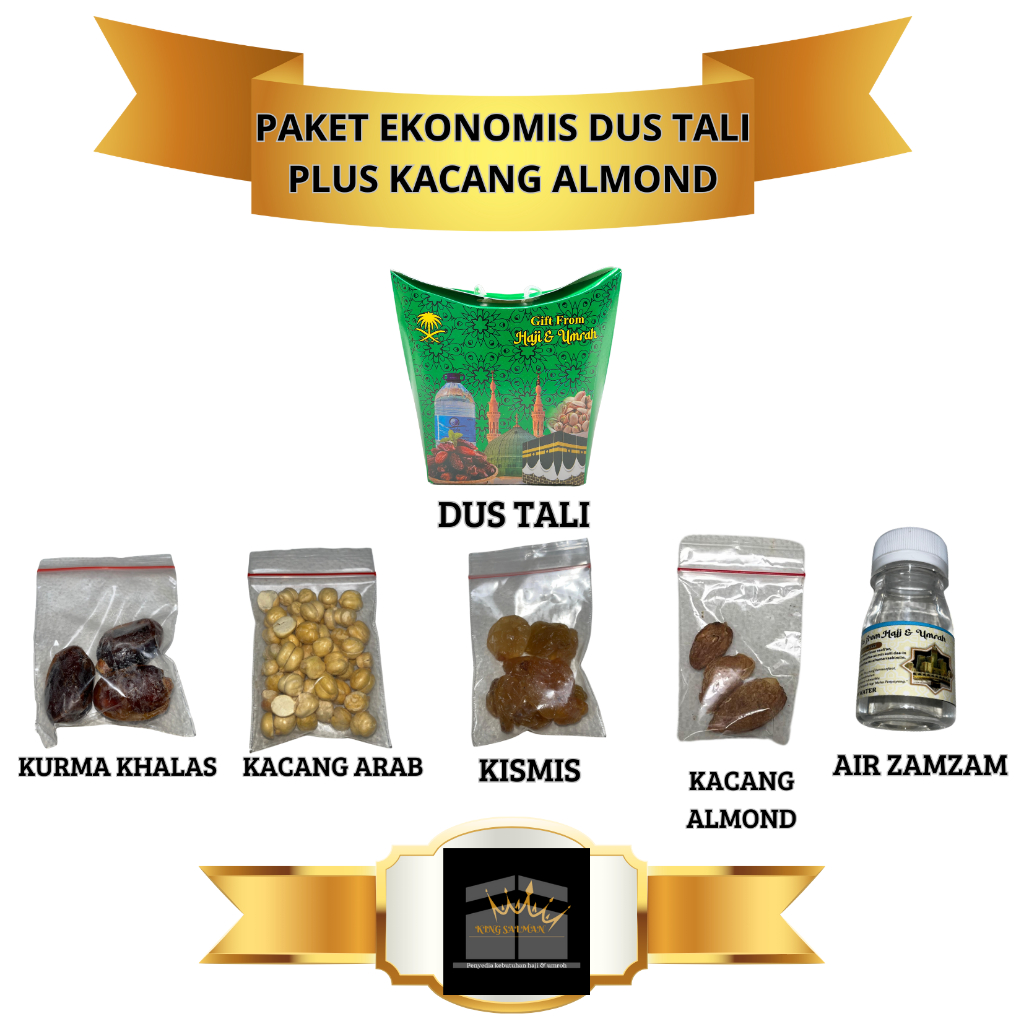 

Paket Oleh-Oleh Haji dan umroh Ekonomis Dus Tali plus Almond plus zamzam