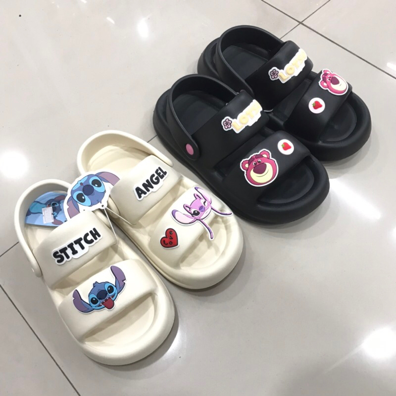 Miniso stitch lotso Clogs slipper double Strap / Alas kaki sandal wanita pria anak