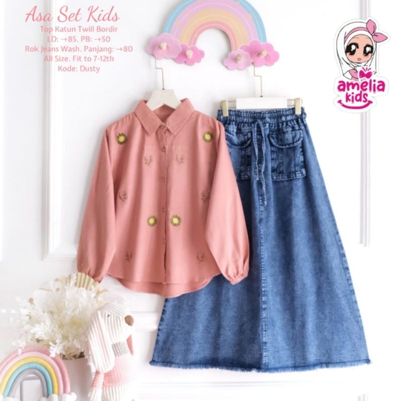 (COD) Asa set kids ORI Amelia kids/ setelan anak usia 7-12tahun
