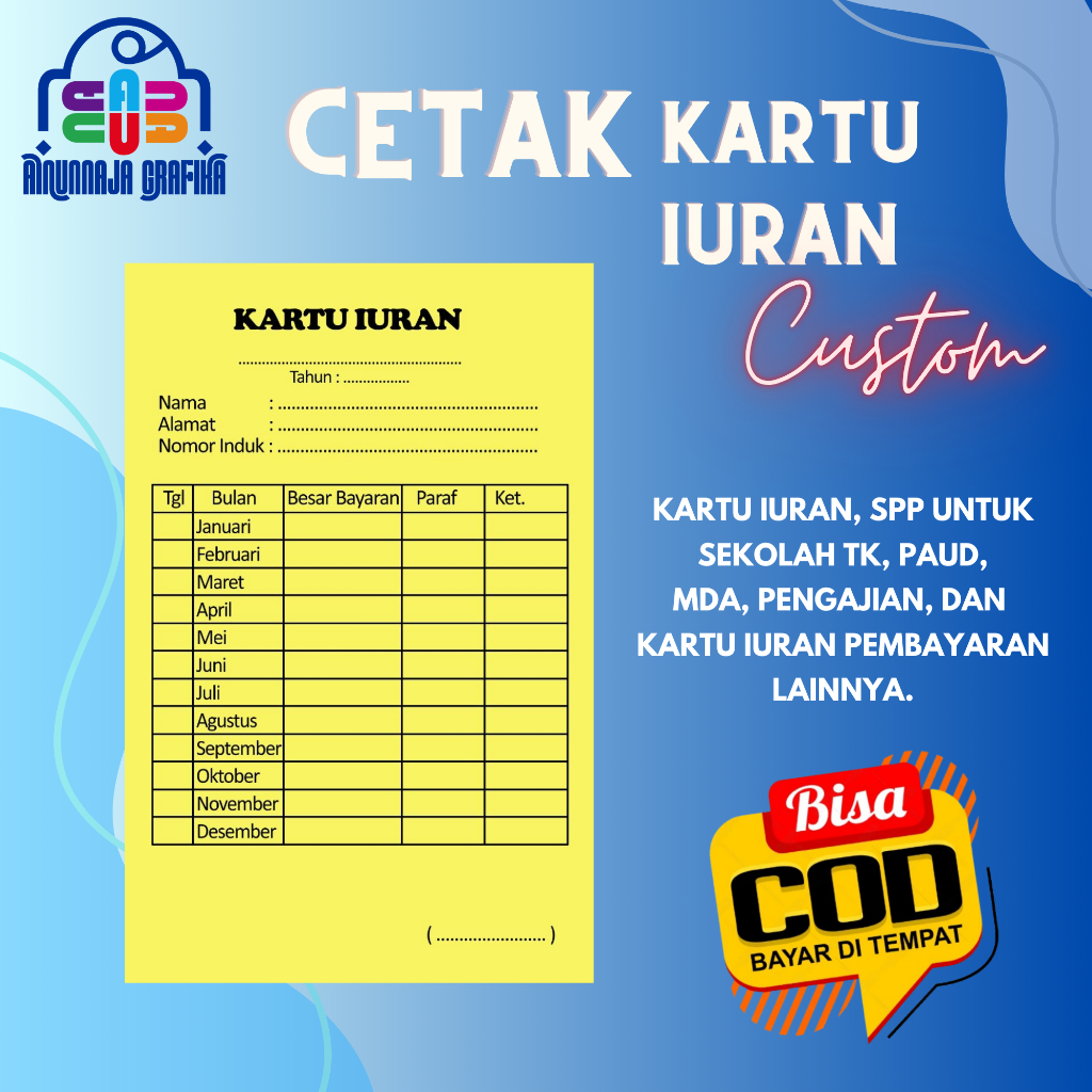 

cetak kertas spp custom, cetak kertas iuran custom, cetak kertas infaq