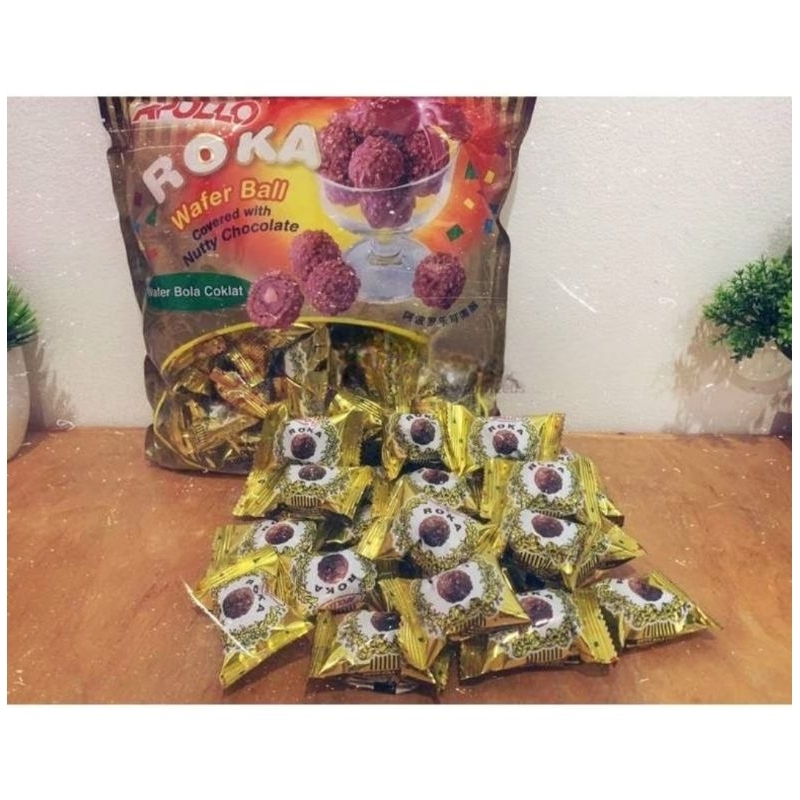 

roka wafer balls coklat bulat isi 50