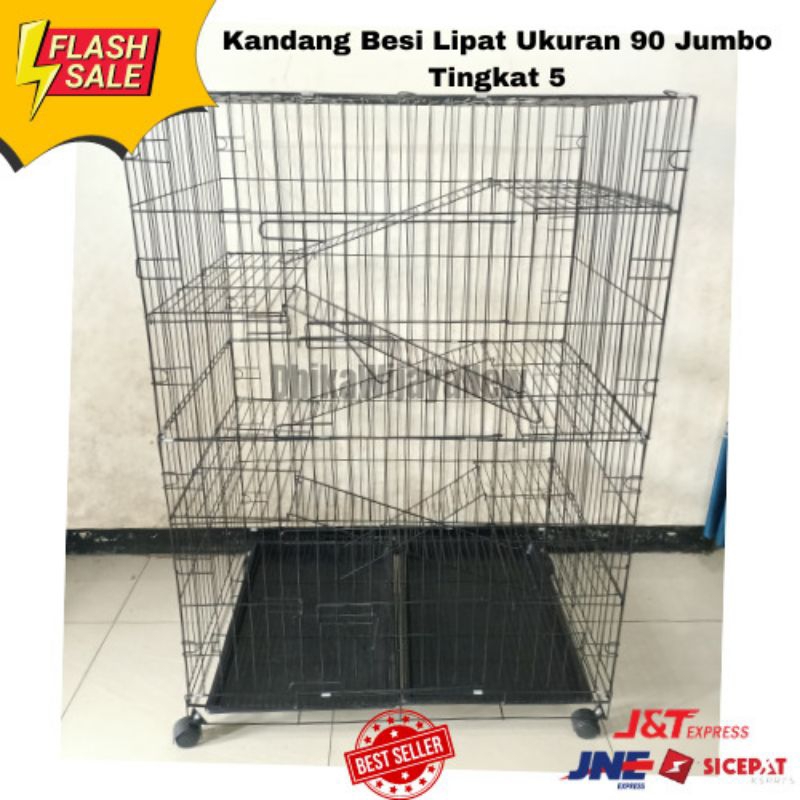 kandang kucing lipat jumbo ukuran 90x60x135 tingkat 5