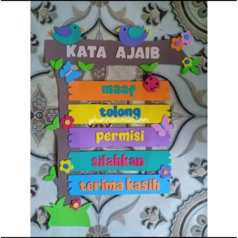HIASAN DINDING KELAS 5 KATA AJAIB DEKORASI KELAS BAHAN SPON ATI / TUGAS SEKOLAH SD PAUD TK