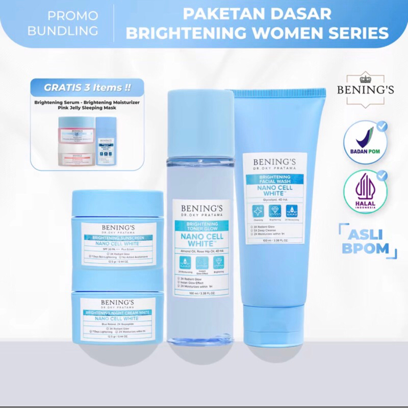 Bening’s Promo BUNDLING New Paket Brightening Skincare + PINK JELLY + BRIGHTENING MOISTURIZER + SERU