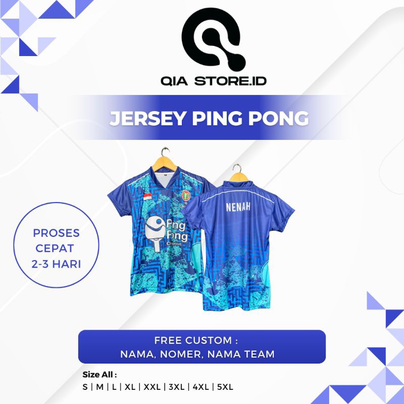 Jersey Ping-pong/Tenis Meja Cowo Fullprint Kaos Ping-pong/Tenis Meja Pria