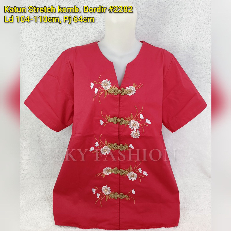 BLOUSE MERAH BORDIR BANGKOK /BLUS WANITA BORDIR