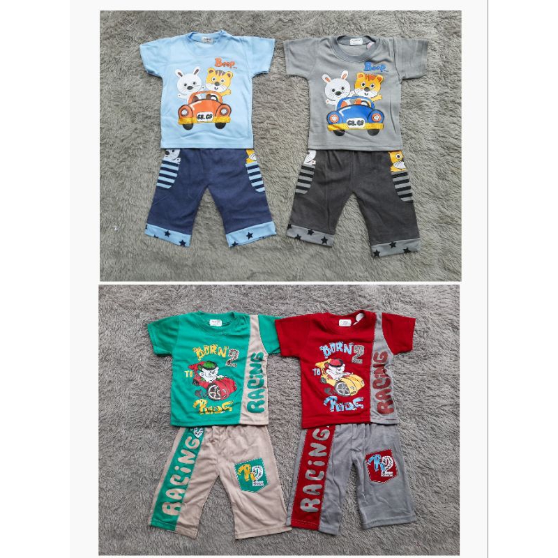 Baju Anak Laki Laki Setelan Murah Fashion Cowok Lucu Amena Panda Usia 6-12 Bulan