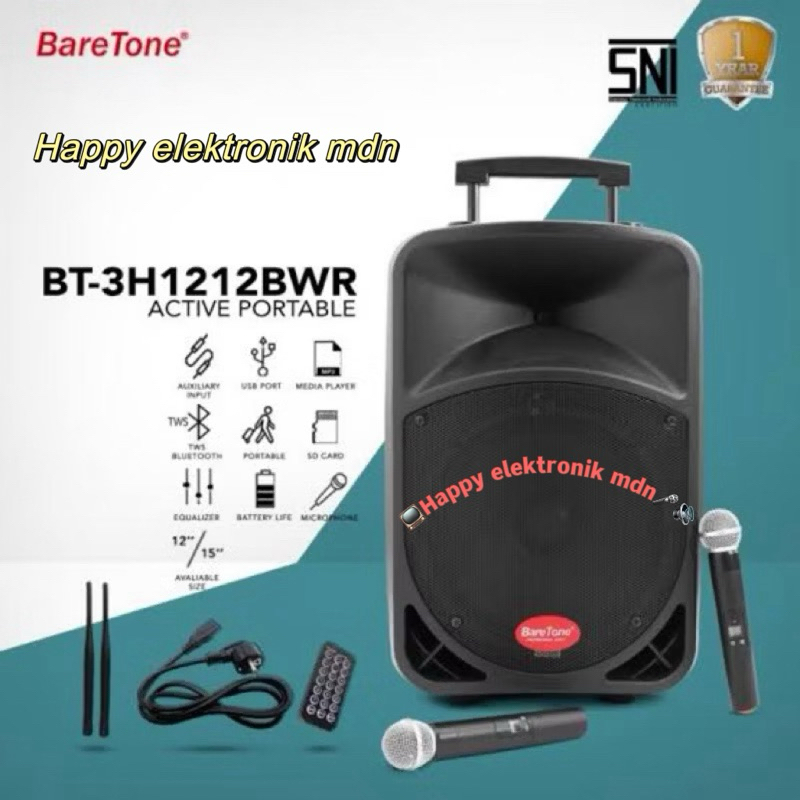 BARETONE BWR 12 INCH BARETONE SPEAKER PORTABLE BARETONE BT-3H1212BWR 12 inch BARETONE 12 BWR BARETON