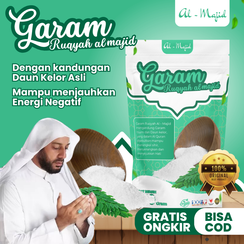 

Garam Ruqyah Asli Al Majid dengan daun kelor Membersihkan Energi Negatif, Pelindung Spiritual