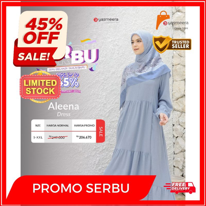 YASMEERA - Gamis Denim Look Airflow Premium Series Aleena ( Dress Only )