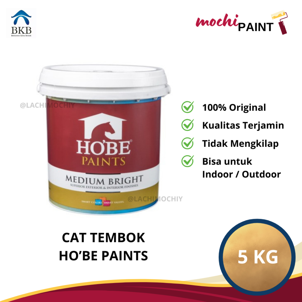 Cat Tembok HO'BE PAINTS MEDIUM BRIGHT 5KG (Warna Biru) | Cat Rumah / Pelapis Dinding / Renovasi Ruma