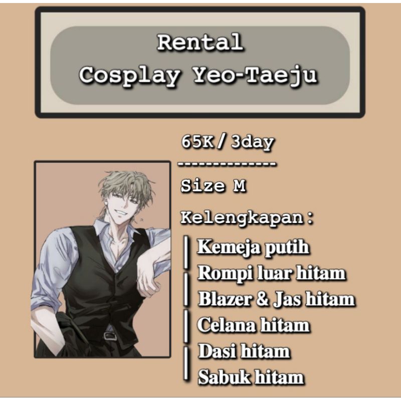 Rental costume cosplay Yeo Taeju Manhwa Bl