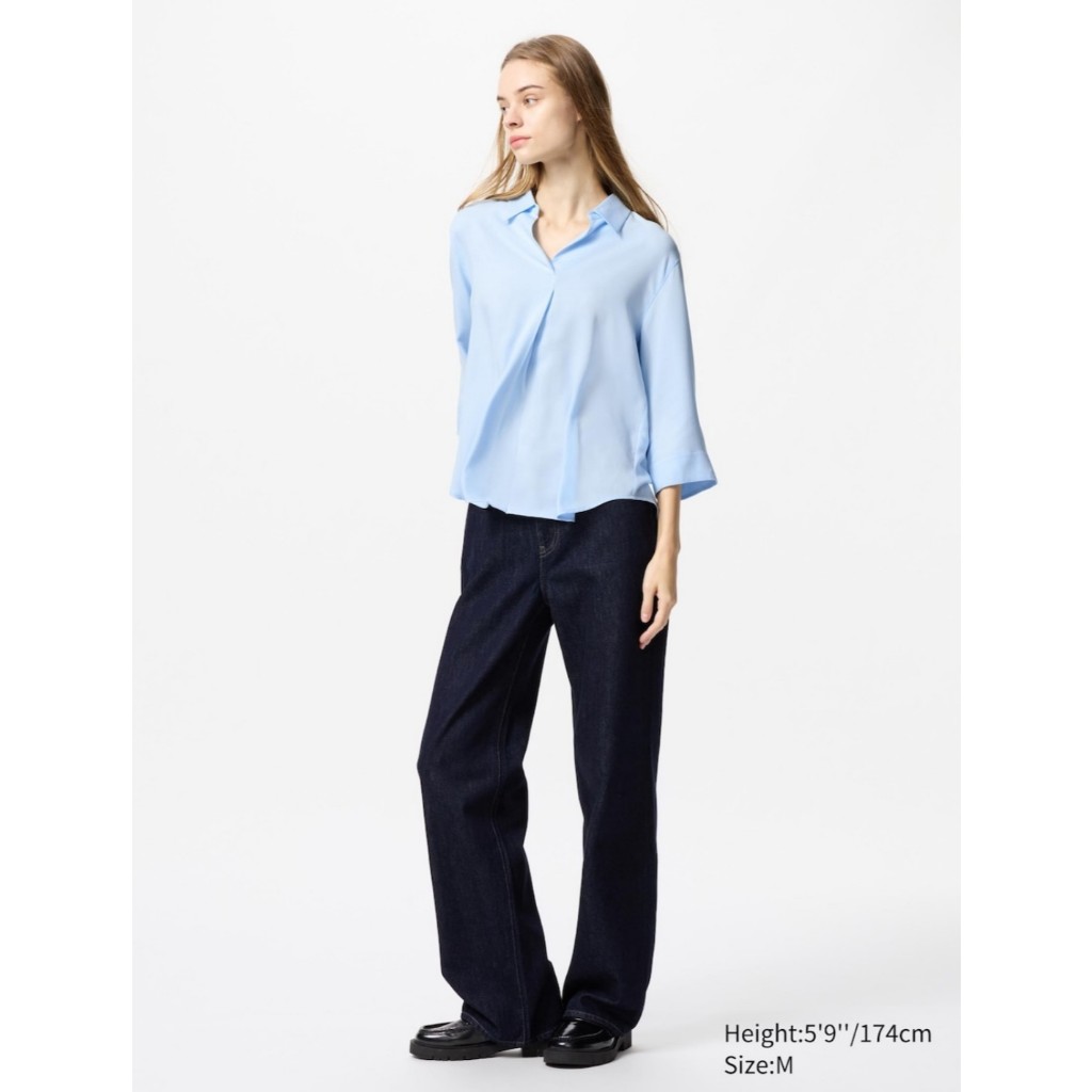 UNIQLO BLUS RAYON KERAH SKIPPER LENGAN 3/4 WANITA BLOUSE RAYON UNIQLO